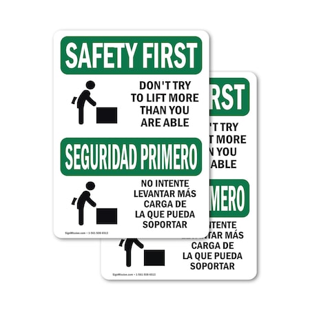 Signmission Safety Culture Sign, 7 in Width, Vinyl Decal, Rectangle, Bilingual OS-2PACK-SF-D-710-L-10768